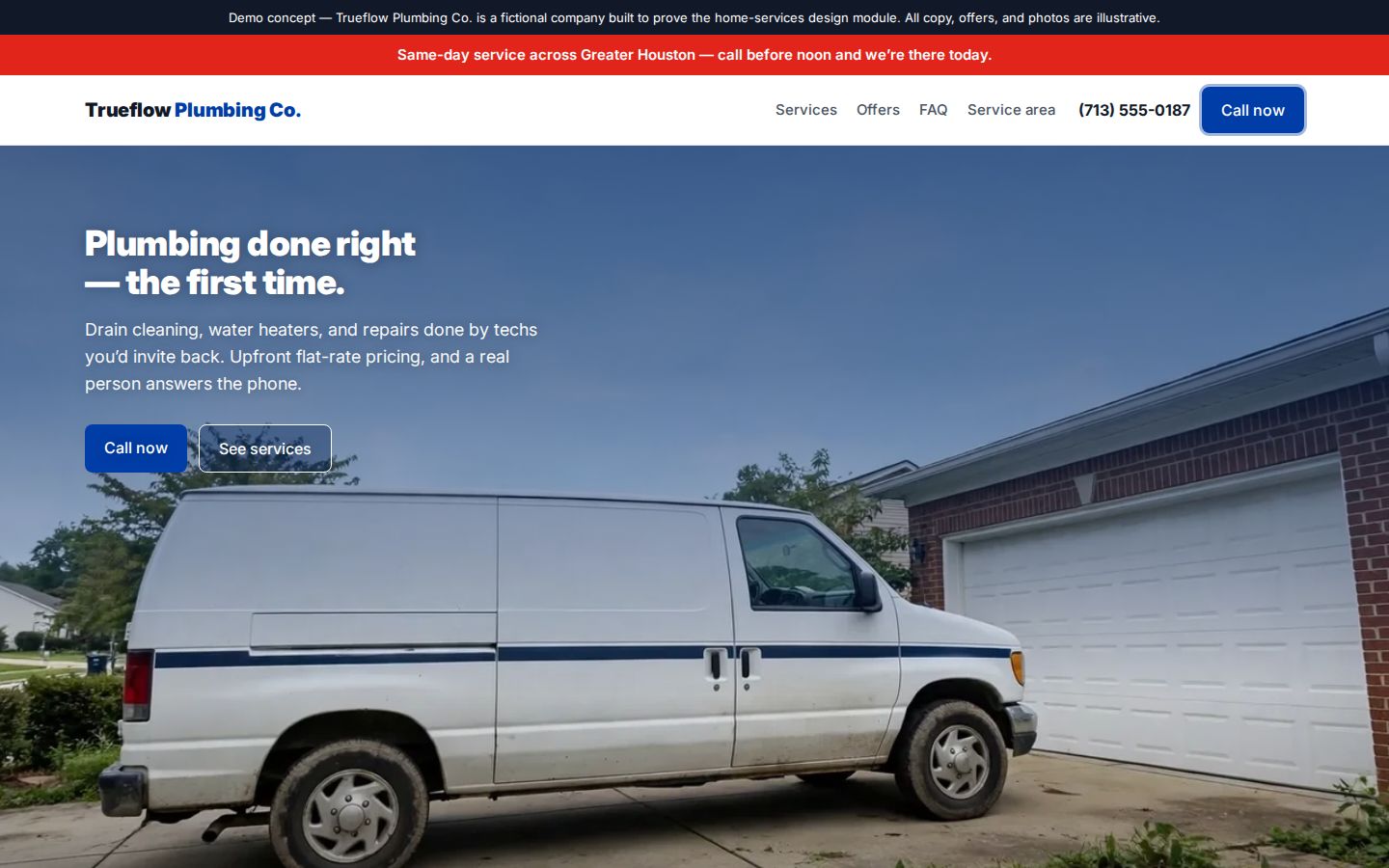 Plumbing company website built by Summit